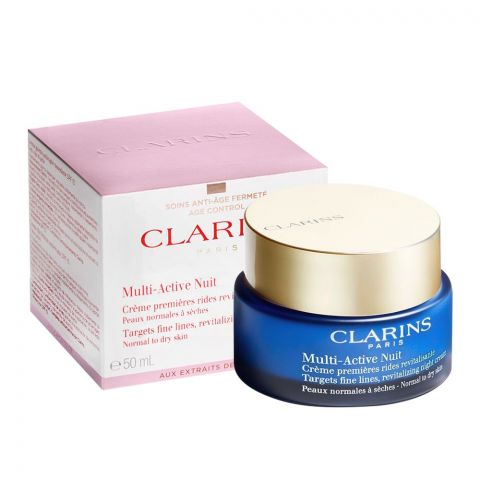 Clarins Paris Multi-Active Nuit Revitalizing Night Cream, For Normal To Dry Skin, 50ml