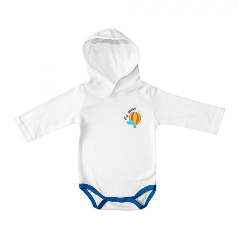 The Nest Interlock Long Sleeve Body Suit With Hood For Boys FlyAway, White