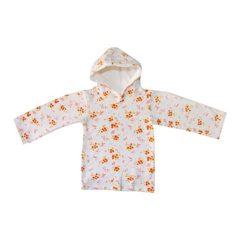 The Nest Jersey Long Sleeve T-Shirt With Hood Flower Garden, Floral White