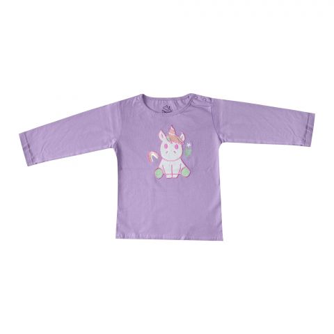The Nest Jersey Long Sleeve T-Shirt Embriodery UniCorn, Purple