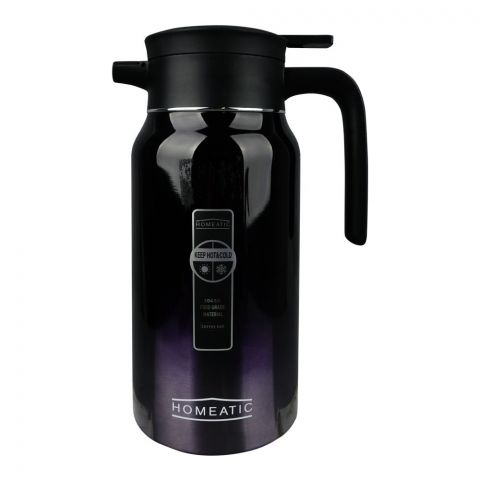 Homeatic Steel Thermos, 1.9 Liter Capacity, Black, HKD-975