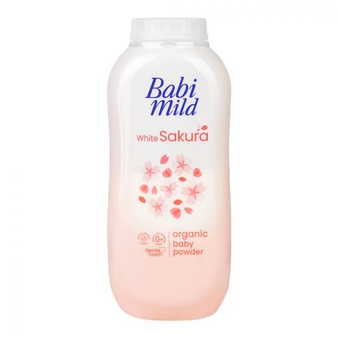 Babi Mild White Sakura Organic Baby Powder, Gentle For Newborn/0+ Years, Hypoallergenic Tested, 160g