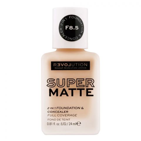 Makeup Revolution Relove Super Matte 2-In-1 Foundation & Concealer, F8.5
