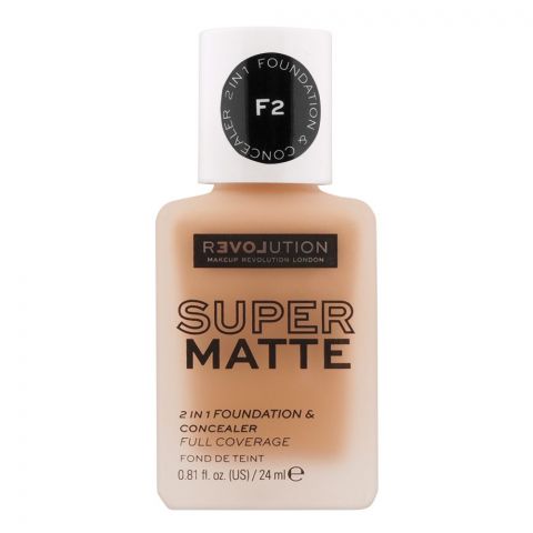 Makeup Revolution Relove Super Matte 2-In-1 Foundation & Concealer, F10.5