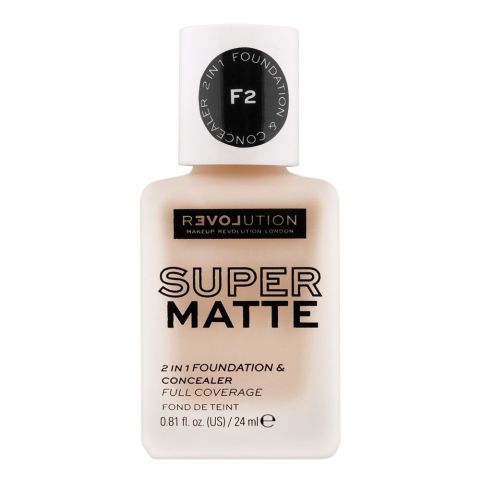 Makeup Revolution Relove Super Matte 2-In-1 Foundation & Concealer, F2