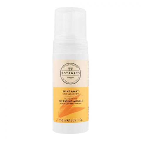 Boots Botanics Shine Away With Willow Bark Mattifying Cleansing Mousse, For Oily & Combination Skin, 150ml