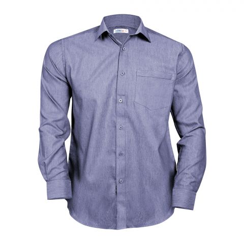 Basix Men's Textured Fabric Gentlemen Blue Shirt, MFS-103