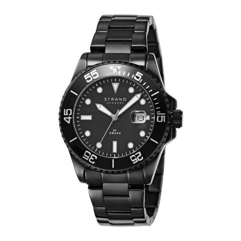Obaku Men's Strand Denmark Black Round Dial With Bracelet Chronograph Watch, S727GDBBSB