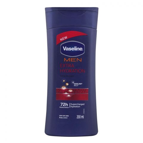 Vaseline Men Extra Hydration 72H Moisturisation Very Dry Skin Body Lotion, 200ml