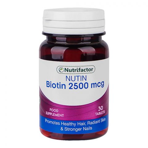 Nutrifactor Nutin Biotin Tablets - Healthy Hair, Nails & Radiant Skin, 2500mcg, 30-Pack