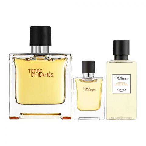 Terre D' Hermes Set For Men, Perfum, 75ml + Perfum, 5ml + Shower Gel, 40ml