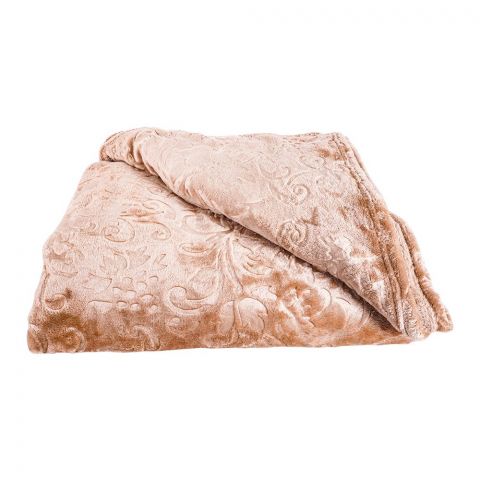 Plushmink Mansion Flannel Double Bed Blanket, Beige