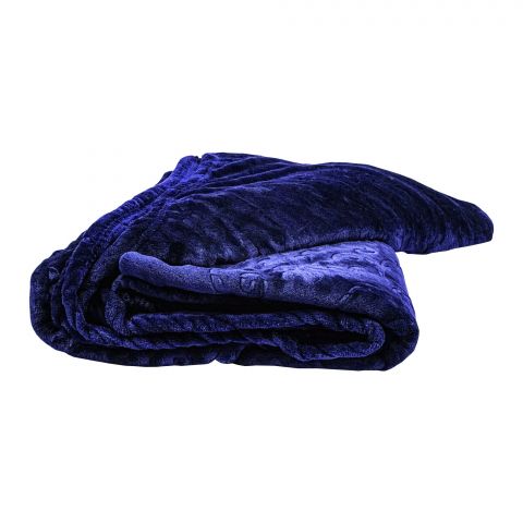 Plushmink Mansion Flannel Double Bed Blanket, Blue