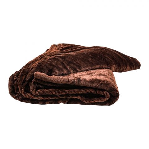 Plushmink Mansion Flannel Double Bed Blanket, Brown