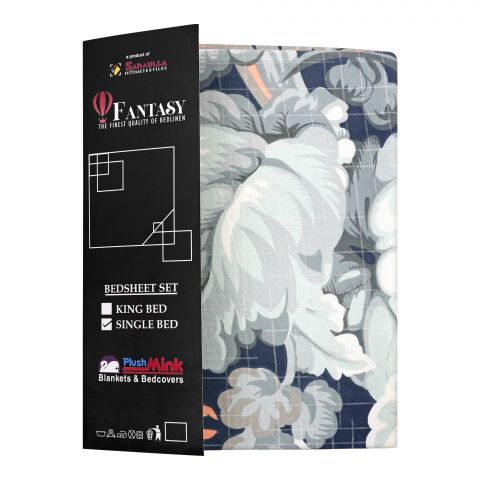 Sanaullah Fantasy Single Cotton Bed Sheet, Grey