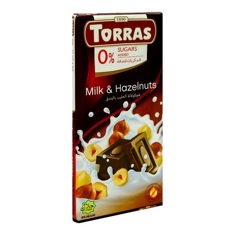 Torras Sugar Free Milk & Hazelnut Chocolate, 75g