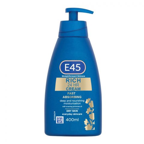 E-45 Fast Absorbing Rich 24-Hour Cream, For Dry Skin, 400ml