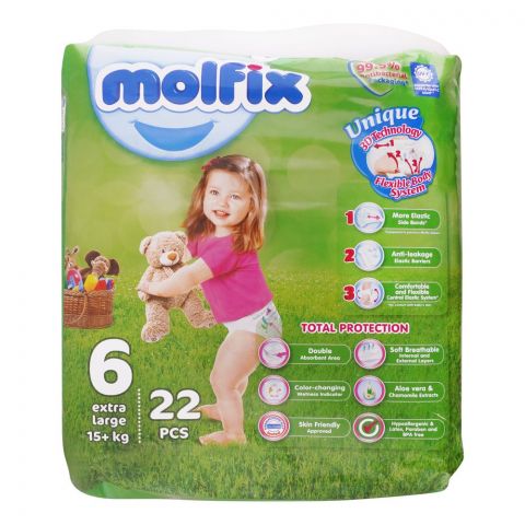 Molfix Diaper 6 Extra Large, 15+kg, 22-Pack