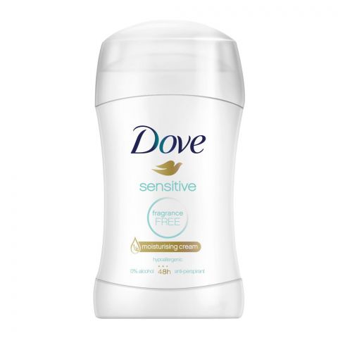 Dove Sensitive Fragrance Free Anti Perspirant Deodorant Stick, 40g