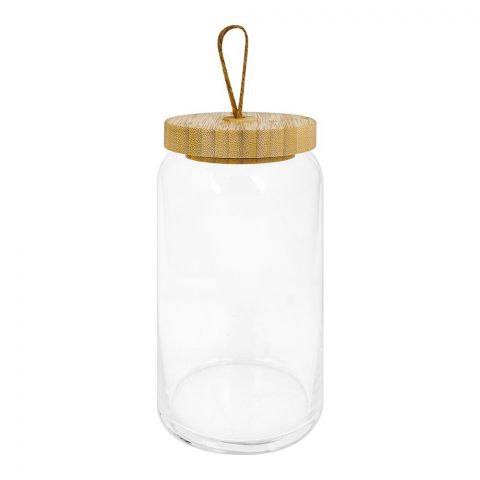 Pasabahce Glass Jar With Wood lid, Glass Storage Containers, 7 Inches, 43593