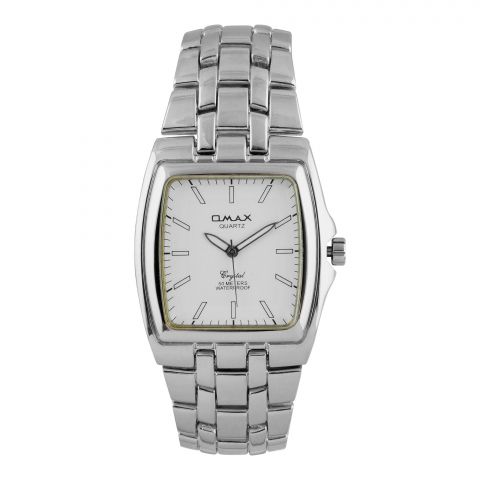 Omax Men's Silver Square Dial With Bracelet Analog Watch, DBA201P0D3