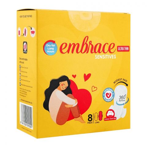 Embrace Sensitives Ultra Thin Pads, Extra Long, 8-Pack