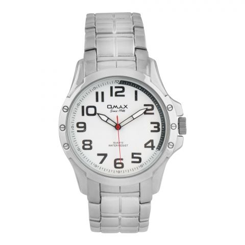 Omax Men's Round Silver Dial With Bracelet Analog Watch, HBJ945PP03