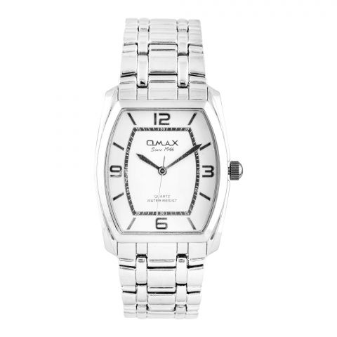 Omax Men's Silver Square Dial With Bracelet Analog Watch, HBJ917PH03