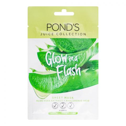 Pond's Glow Up Flash Aloe Vera Extract + Hyaluronic Acid Sheet Mask, 20g