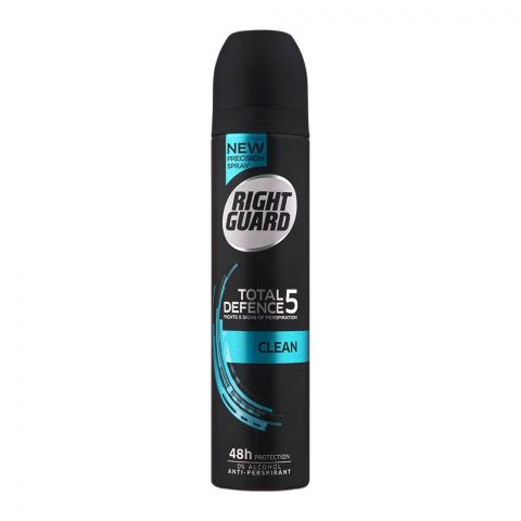 Schwarzkopf Right Guard Total Defence 5 Clean Anti-Perspirant Body Spray, For Men, 250ml