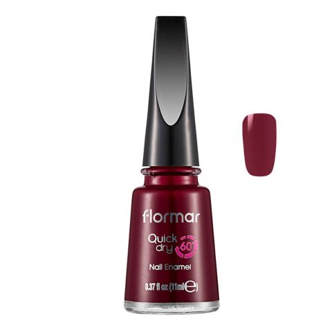 Flormar Quick Dry 60 Nail Enamel, Red Velvet, 11ml, QD22