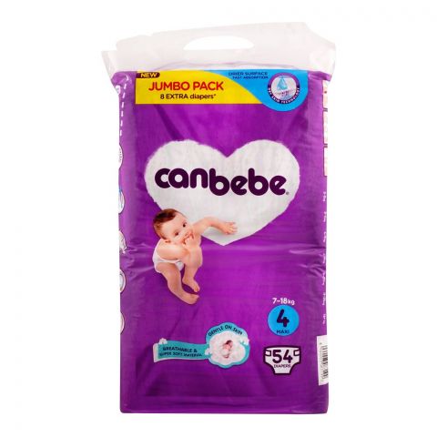 Canbebe Baby Diapers Jumbo Midi, No. 04, 7-18 KG, 54-Pack