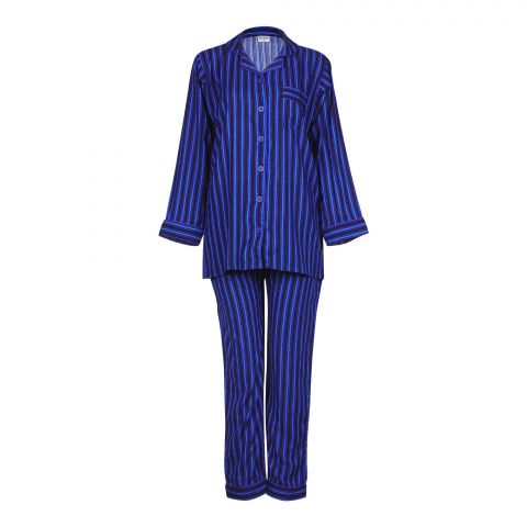 Basix Women Loungewear Euro Royal Blue N Black Stripes, 2-Pack Set, LW-574