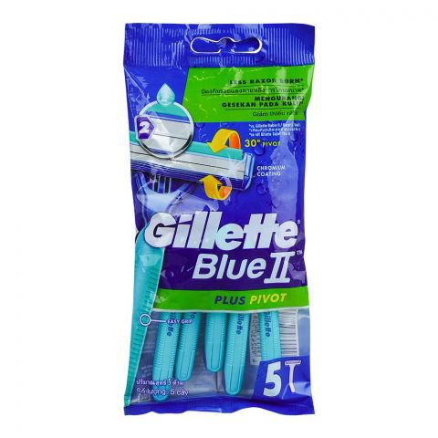 Gillette Blue II Plus Pivot Disposable Razor, 5-Pack