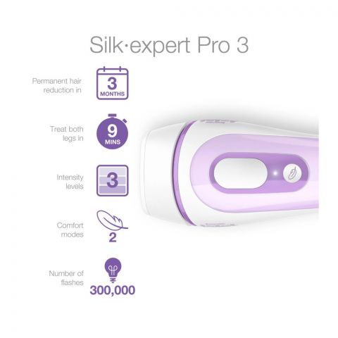 Braun Silk Expert Pro 3 IPL Legs, Body & Face Hair Removal System, PL-3000