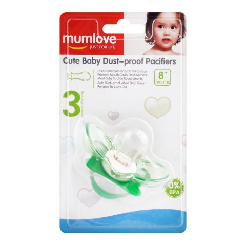 Mum Love Baby Dust Proof Pacifiers, Green, P6115