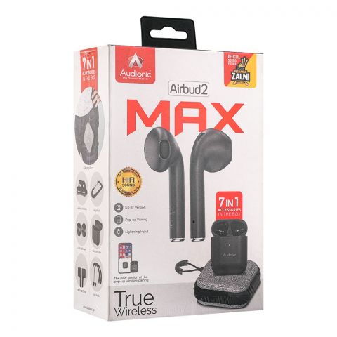 Audionic True Wireless Max Earbuds, 7-In-1 Accessories In The Box, Airbud-2