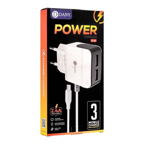 Audionic 2.4A Max Output 3 Mobile Power Charger, H-90