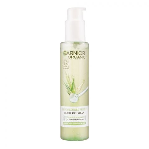 Garnier Organic Lemongrass Fresh Detox Gel Wash, Normal To Combination Skin, 150ml