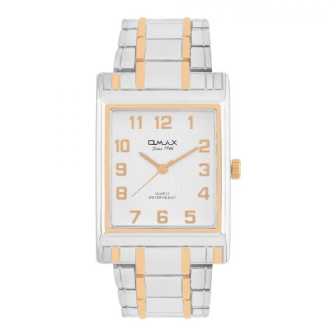 Omax Women's Square Dial With Two Tone Bracelet Analog Watch, HBJ931NH13