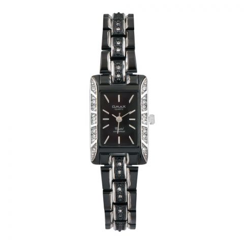 Omax Women's Designed Square Dial & Bracelet Analog Watch, JES488E002