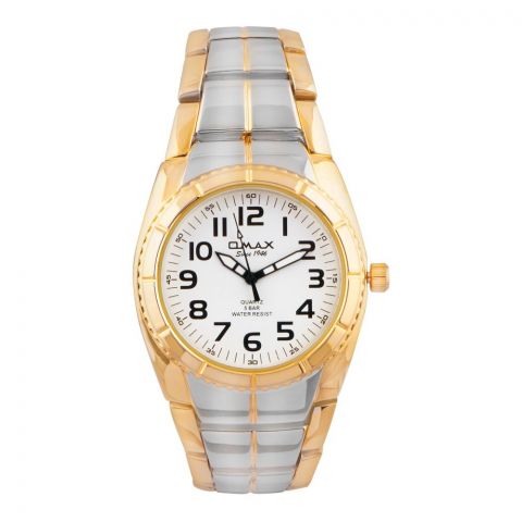 Omax Women's Golden Round Dial With Two-Tone Bracelet Analog Watch, DBA407N083