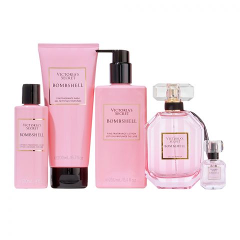 Victoria's Secret Bombshell Set Eau De Parfum 100ml + 7.5ml + Lotion 250ml + Wash Gel 200ml + Lotion, 120ml