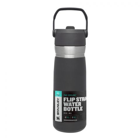 Stanley Go Series Ice Flow Flip Straw Water Bottle, 0.65 Liter, Charcoal, 10-09697-008