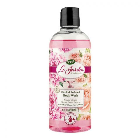 Dalan Le Jardin Peony & Rose Ultra Rich Perfumed Body Wash, Alcohol-Free, 500ml