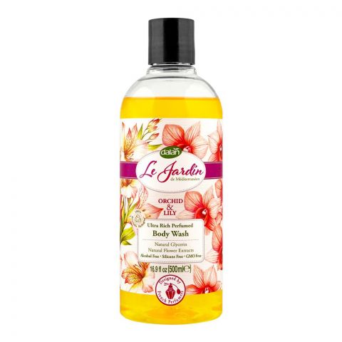 Dalan Le Jardin Orchid & Lily Ultra Rich Perfumed Body Wash, Alcohol-Free, 500ml