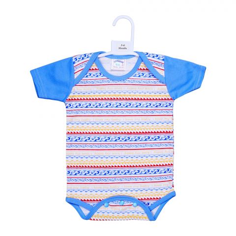 Dynamic New Born Printed Body Suit, Blue