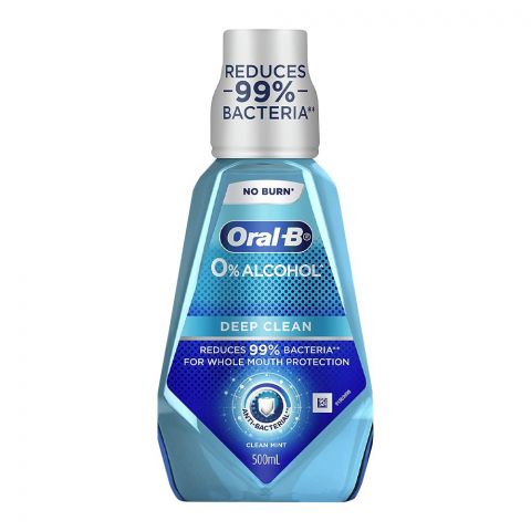 Oral-B 0% Alcohol Deep Clean Mint Mouth Wash, 500ml