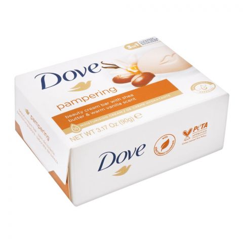 Dove Pampering Beauty Cream Bar, With Shea Butter & Warm Vanilla Scent, 90g