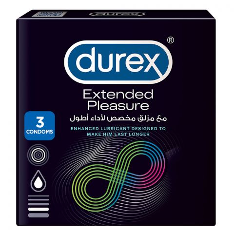 Durex Extended Pleasure Longer Lasting Condoms, 3-Pack